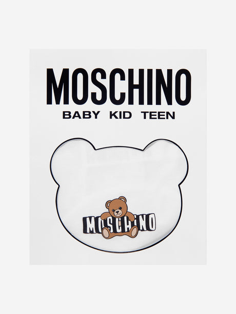 Moschino Baby Teddy Bear Logo Babygrow Set in White