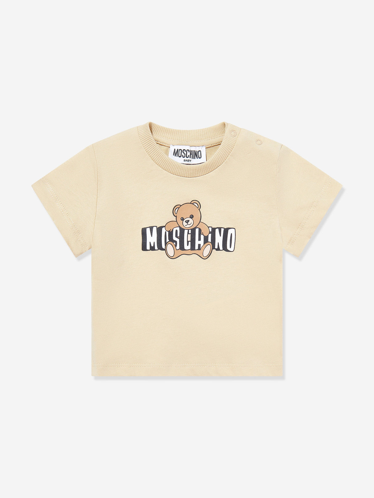 Moschino Baby Teddy Bear Logo T-Shirt in Beige