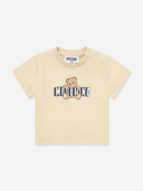 Moschino Baby Teddy Bear Logo T-Shirt in Beige