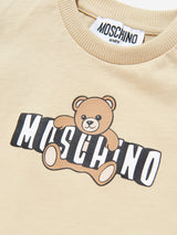 Moschino Baby Teddy Bear Logo T-Shirt in Beige