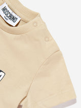 Moschino Baby Teddy Bear Logo T-Shirt in Beige