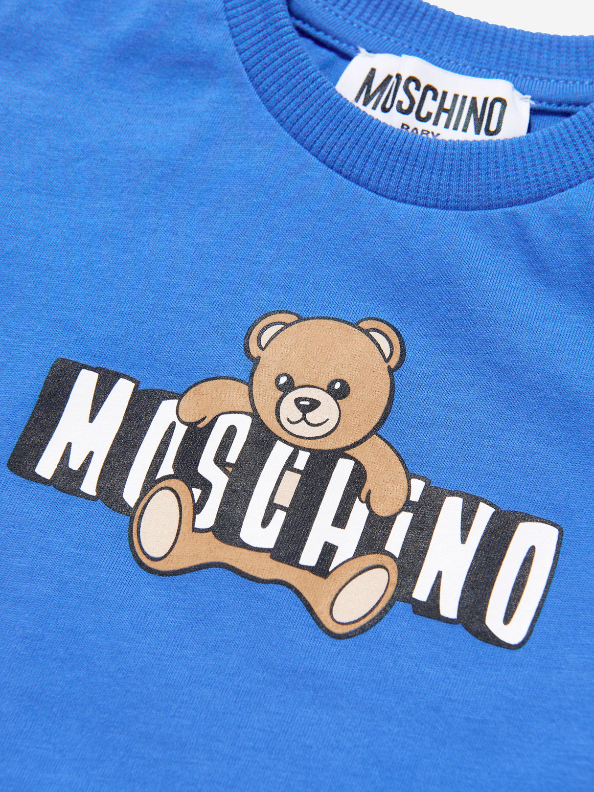 Moschino Baby Boys Teddy Bear Logo T-Shirt in Blue