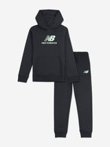 New Balance Boys Stacked Logo Tracksuit in Black