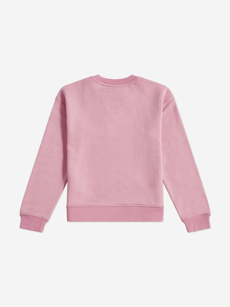 New Balance Girls French Terry Small Logo Sweatshirt in Pink