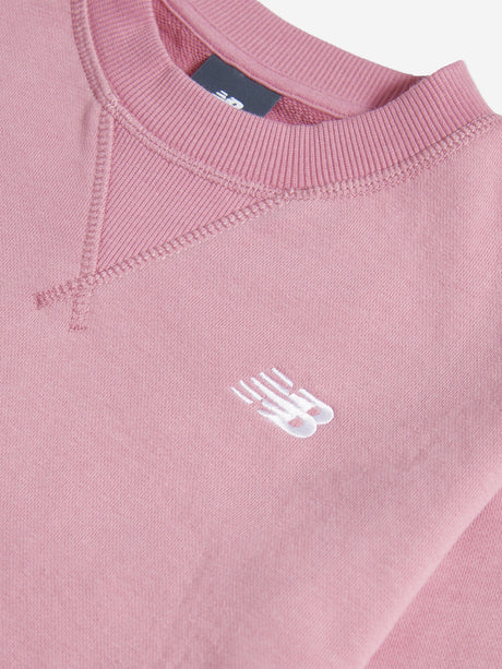 New Balance Girls French Terry Small Logo Sweatshirt in Pink