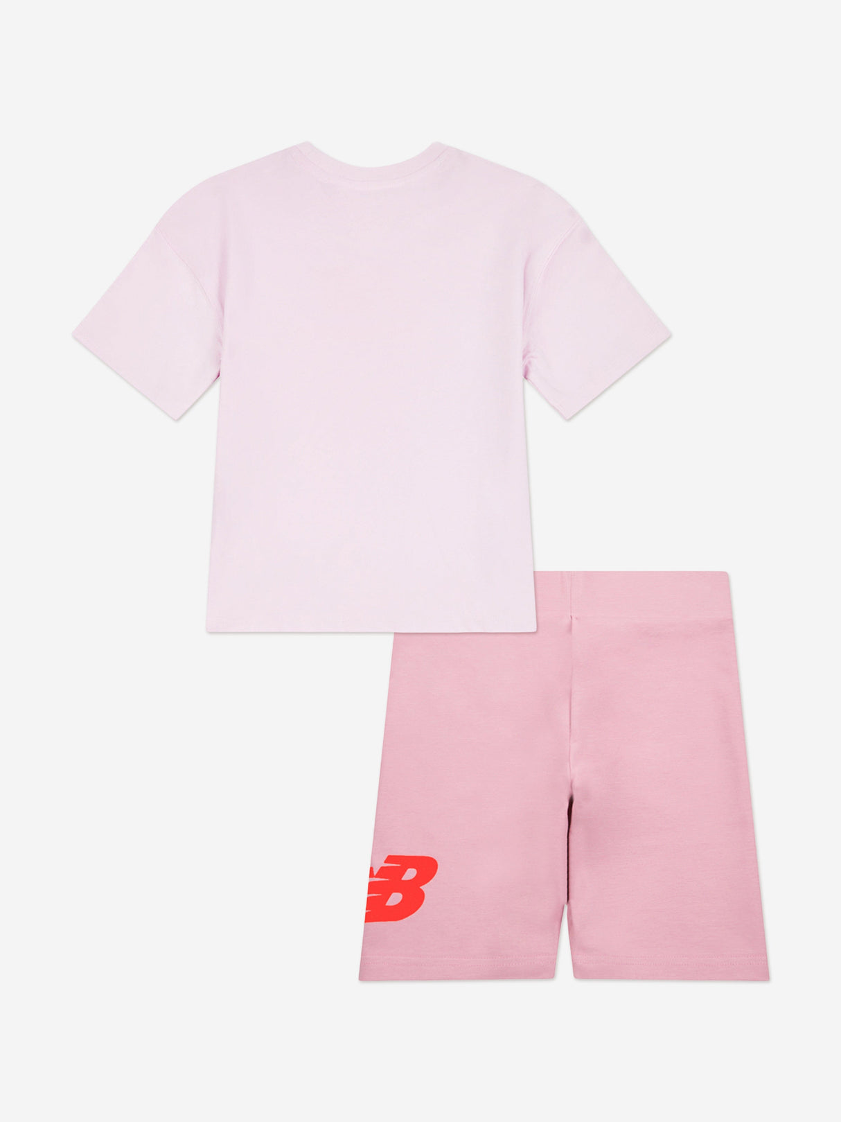 New Balance Girls Logo T-Shirt and Cycling Shorts Set in Pink