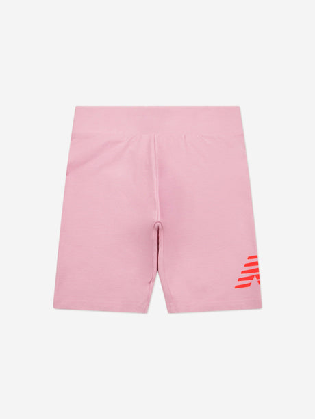 New Balance Girls Logo T-Shirt and Cycling Shorts Set in Pink