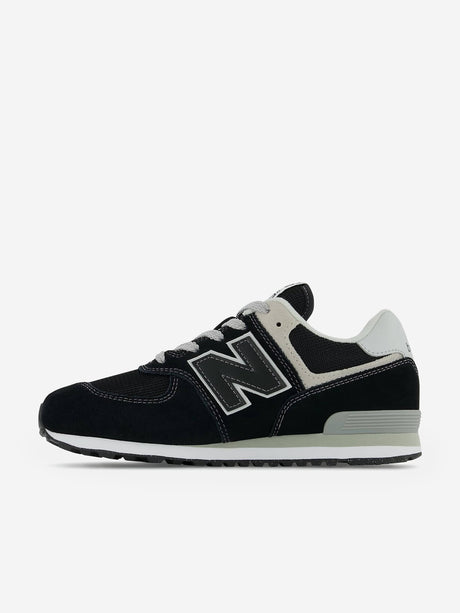 New Balance Kids 574 Lace Up Logo Trainers in Black