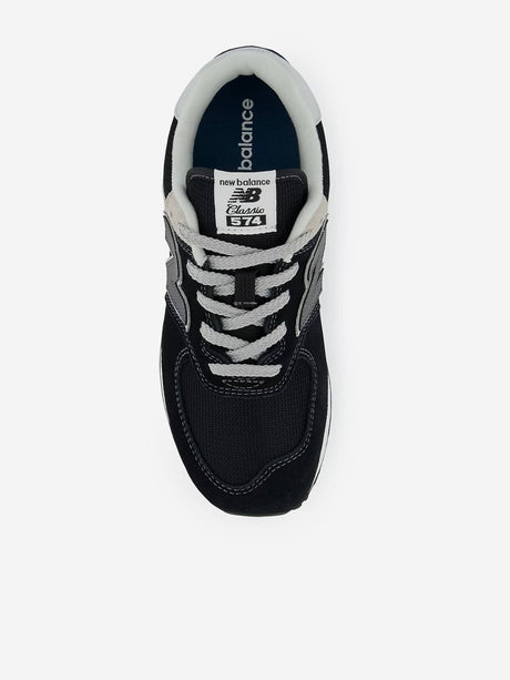 New Balance Kids 574 Lace Up Logo Trainers in Black