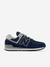 New Balance Kids 574 Lace Up Logo Trainers in Navy