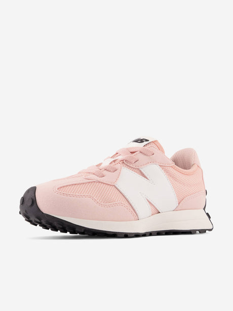 New Balance Girls 327 Bungee Lace Logo Trainers in Pink