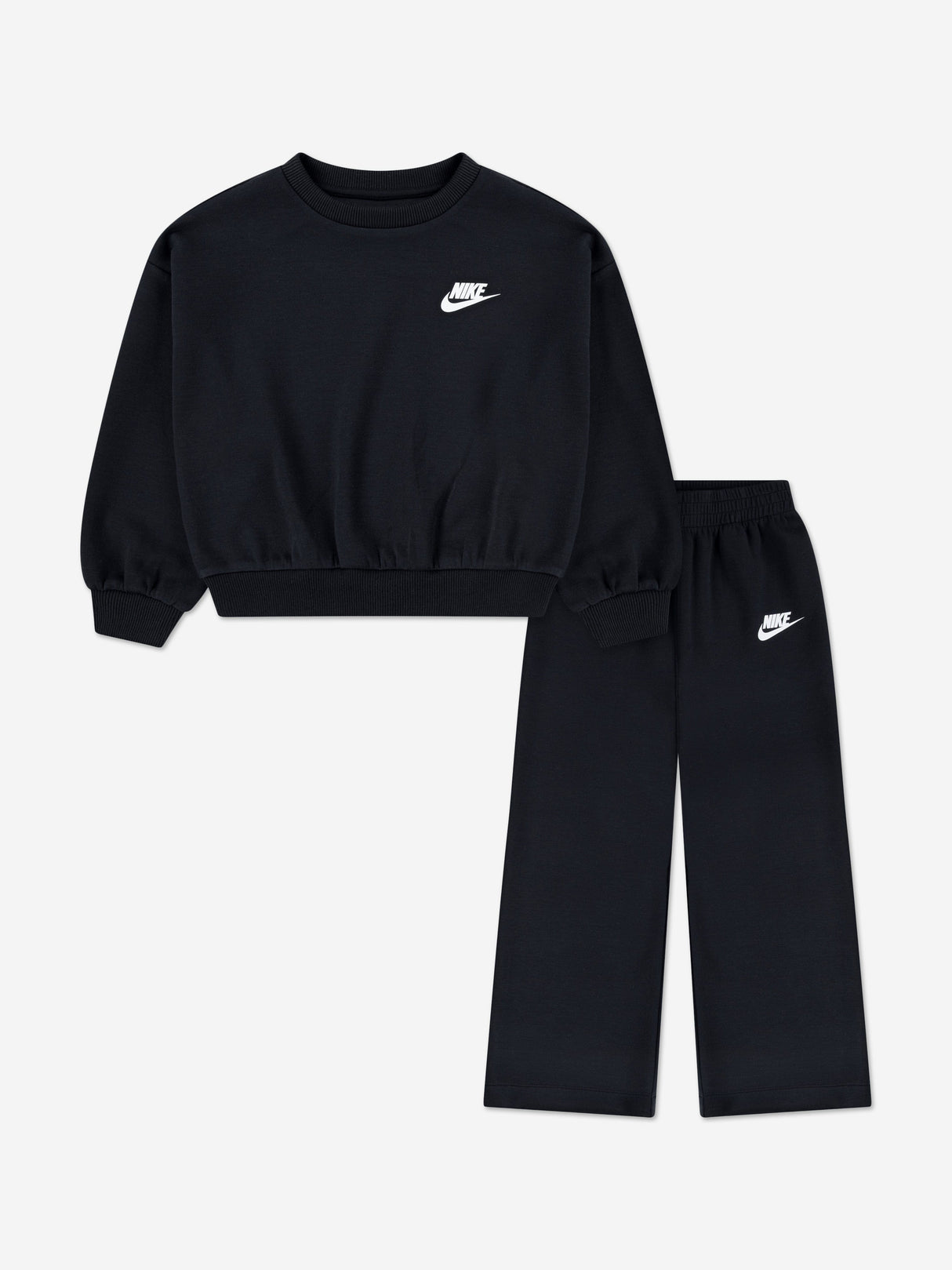 Nike Girls Crew Wide Leg Tracksuit in Black