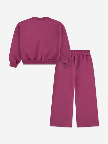 Nike Girls Crew Wide Leg Tracksuit in Pink