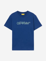 Off-White Boys Big Bookish Crackle Logo T-Shirt in Blue
