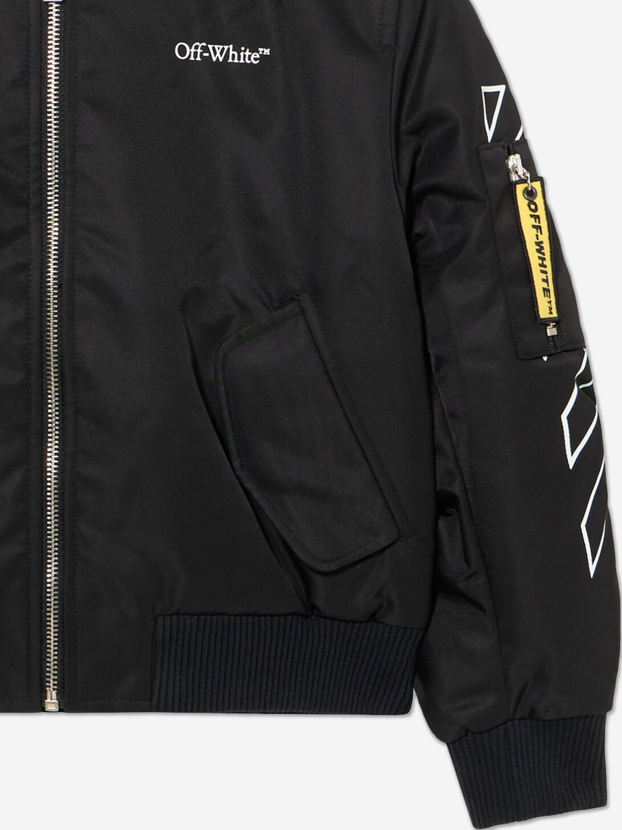 Off-White Kids Bookish Diagonal Bomber Jacket in Black