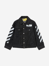 Off-White Boys Diagonal Sponge Denim Jacket in Black