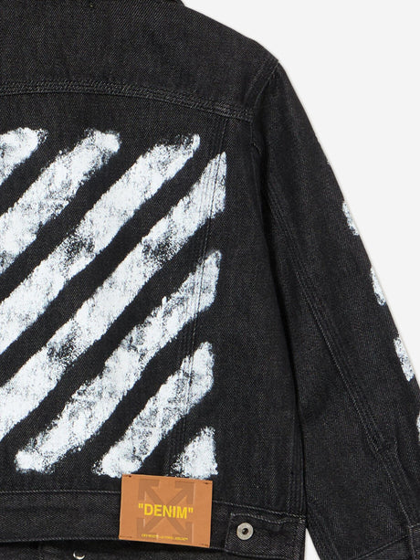 Off-White Boys Diagonal Sponge Denim Jacket in Black