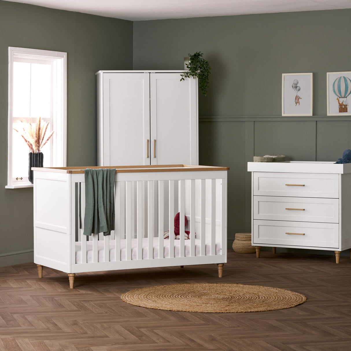 Obaby Orla 3 Piece Nursery Room Set, White with Oak