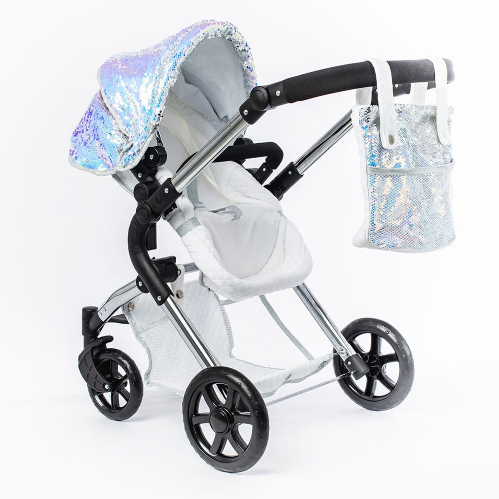 Roma Polly Single Dolls Pram Mermaid – Adjustable Luxury Doll Pushchair, 3 years+