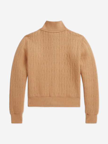 Ralph Lauren Girls Cable Jacquard Zip Up in Beige