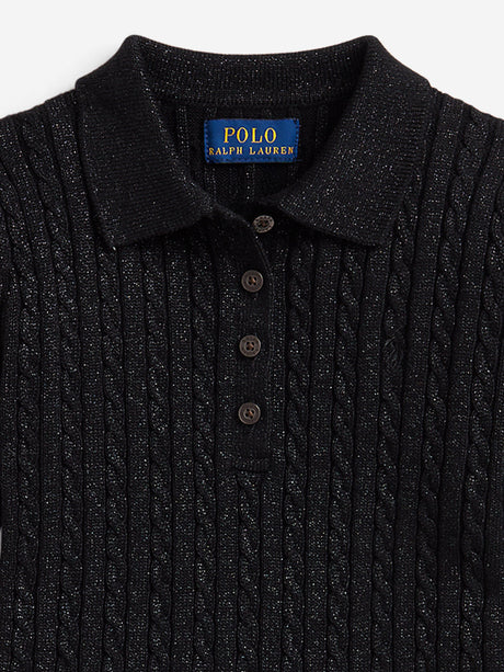 Ralph Lauren Girls Cotton Knit Dress in Black