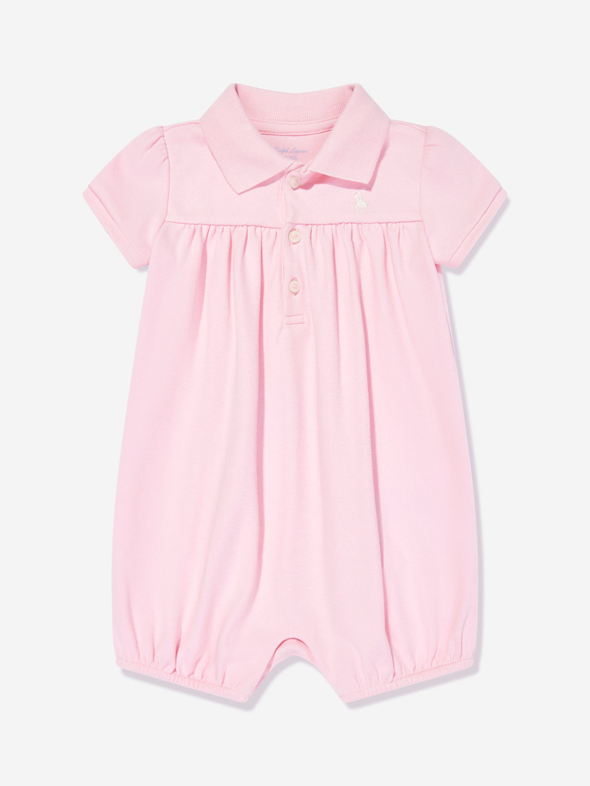 Ralph Lauren Baby Girls Polo Bubble Romper in Pink