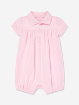 Ralph Lauren Baby Girls Polo Bubble Romper in Pink