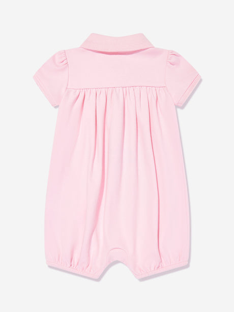 Ralph Lauren Baby Girls Polo Bubble Romper in Pink