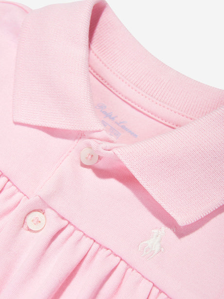 Ralph Lauren Baby Girls Polo Bubble Romper in Pink