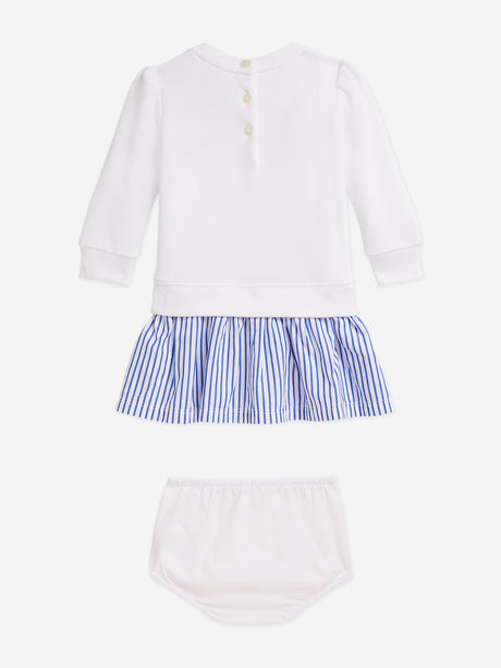 Ralph Lauren Baby Girls Polo Bear Sweater Dress in White