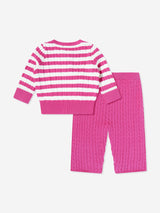 Ralph Lauren Baby Girls Cardigan and Pants Set in Pink