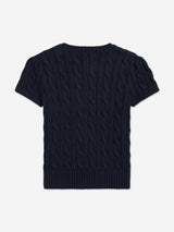 Ralph Lauren Girls Cable Knit Pullover in Navy