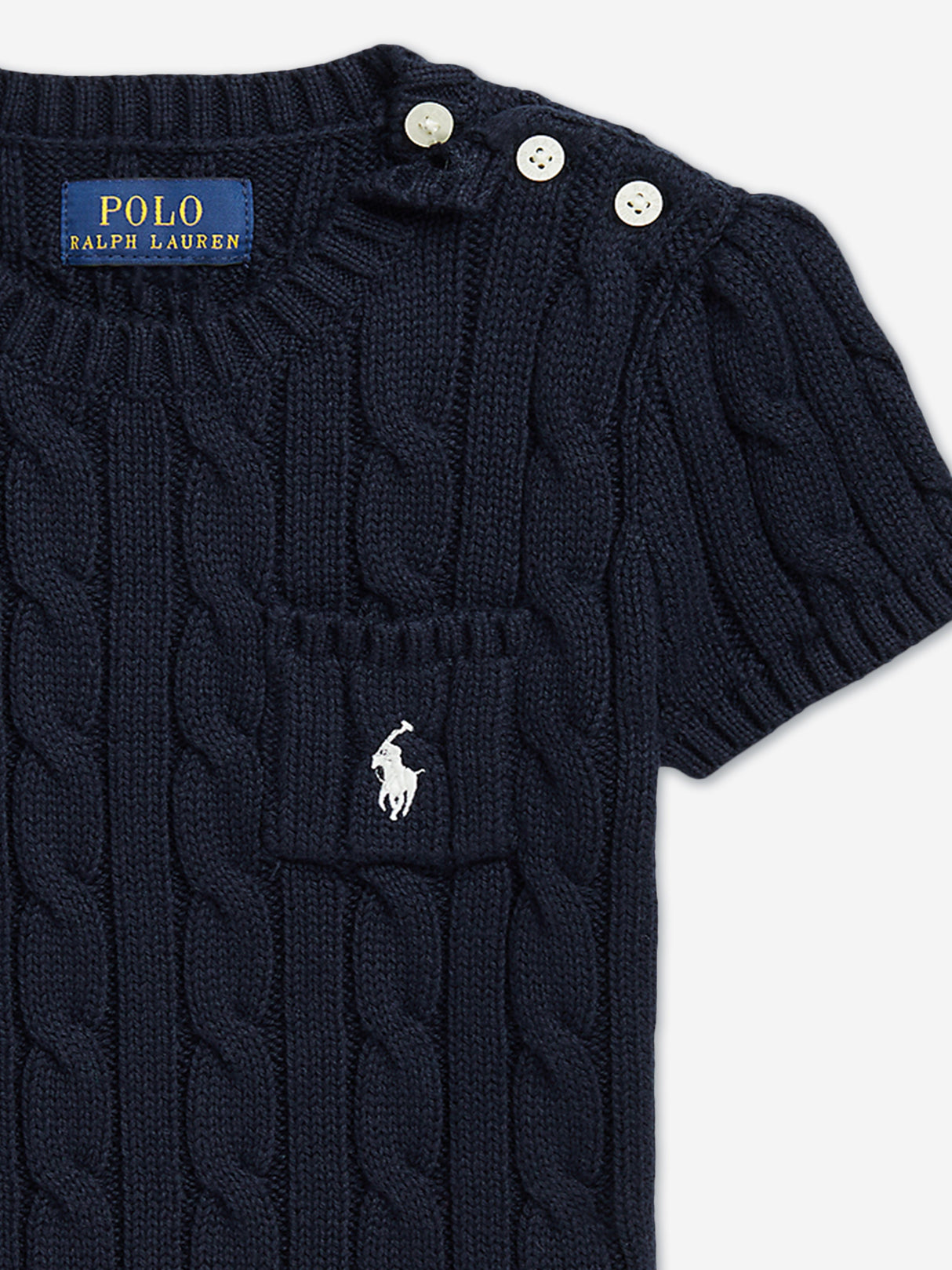 Ralph Lauren Girls Cable Knit Pullover in Navy