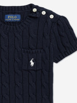 Ralph Lauren Girls Cable Knit Pullover in Navy