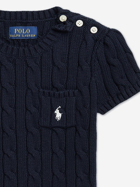 Ralph Lauren Girls Cable Knit Pullover in Navy
