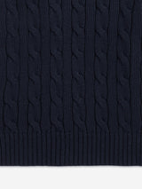 Ralph Lauren Girls Cable Knit Pullover in Navy