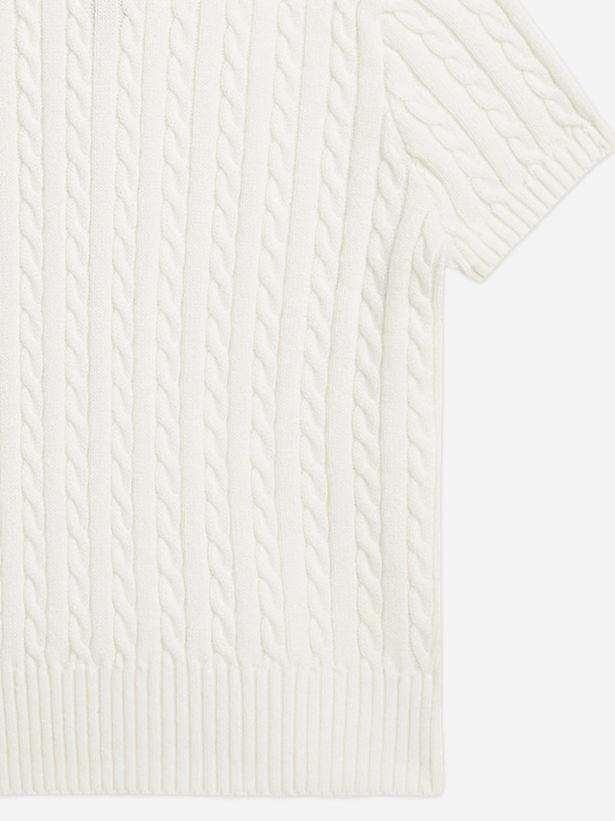 Ralph Lauren Girls Cable Knit Polo Shirt in White