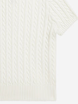 Ralph Lauren Girls Cable Knit Polo Shirt in White