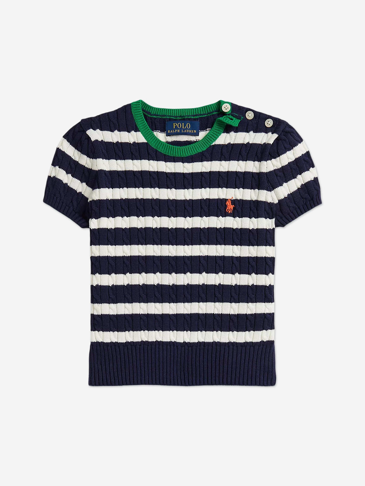 Ralph Lauren Girls Mini Cable Knit Skirt Set in Navy