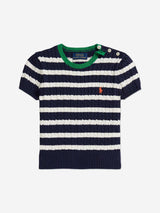 Ralph Lauren Girls Mini Cable Knit Skirt Set in Navy