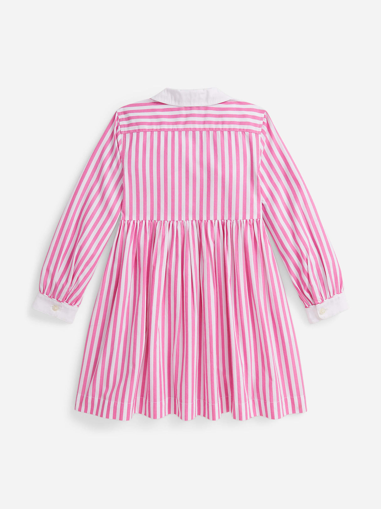 Ralph Lauren Girls Striped Poplin Shirt Dress in Pink