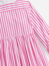 Ralph Lauren Girls Striped Poplin Shirt Dress in Pink