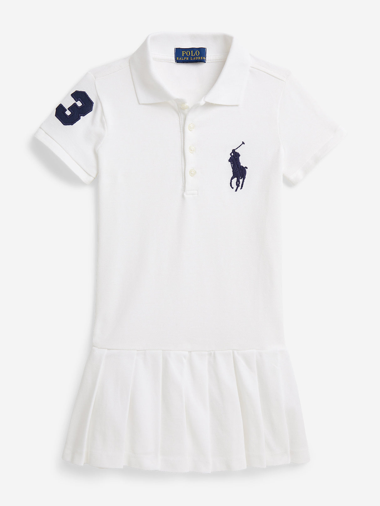 Ralph Lauren Girls Pleated Polo Dress in White