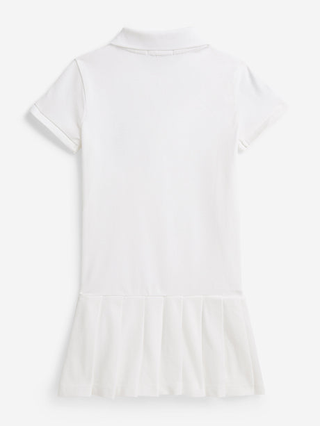 Ralph Lauren Girls Pleated Polo Dress in White