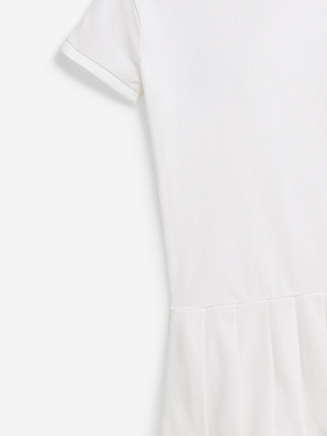 Ralph Lauren Girls Pleated Polo Dress in White