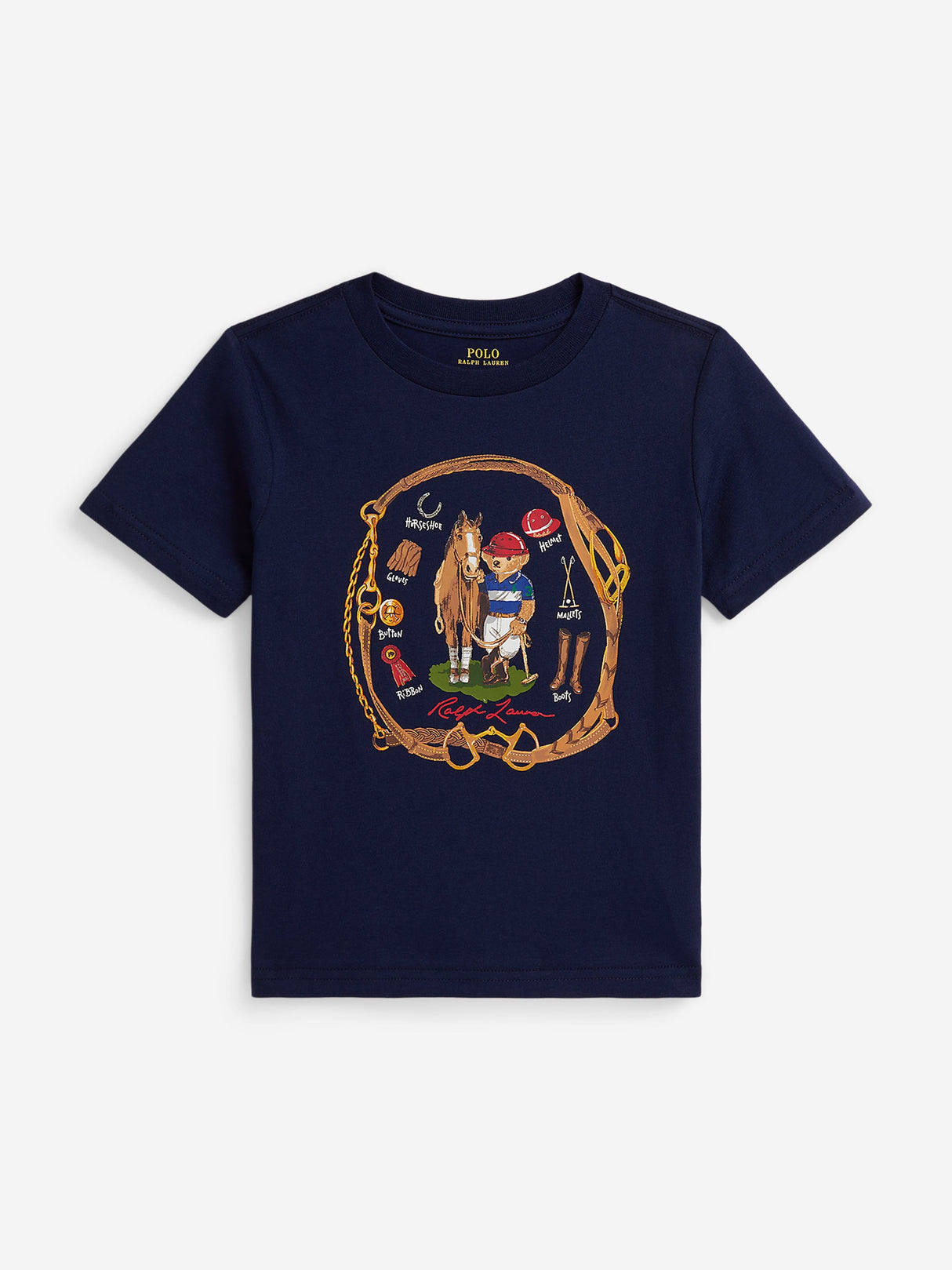 Ralph Lauren Boys Equestrian Bear T-Shirt in Navy