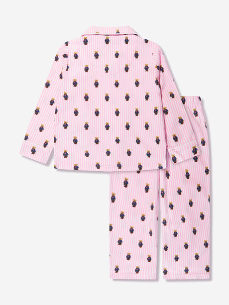 Ralph Lauren Girls Bear Pyjamas Set in Pink