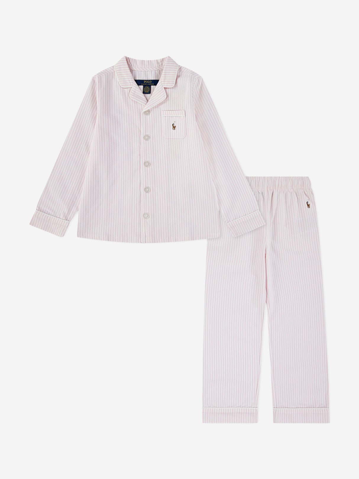 Ralph Lauren Girls Striped Oxford Pyjamas Set in Pink