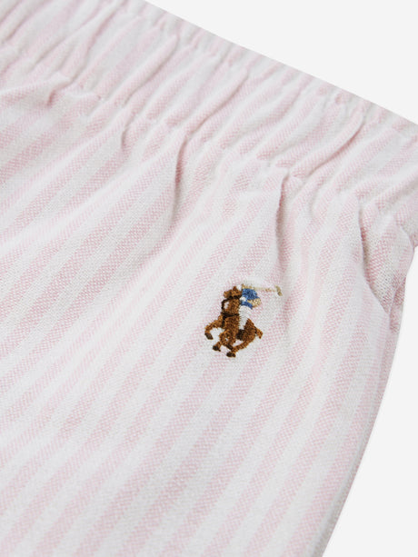Ralph Lauren Girls Striped Oxford Pyjamas Set in Pink