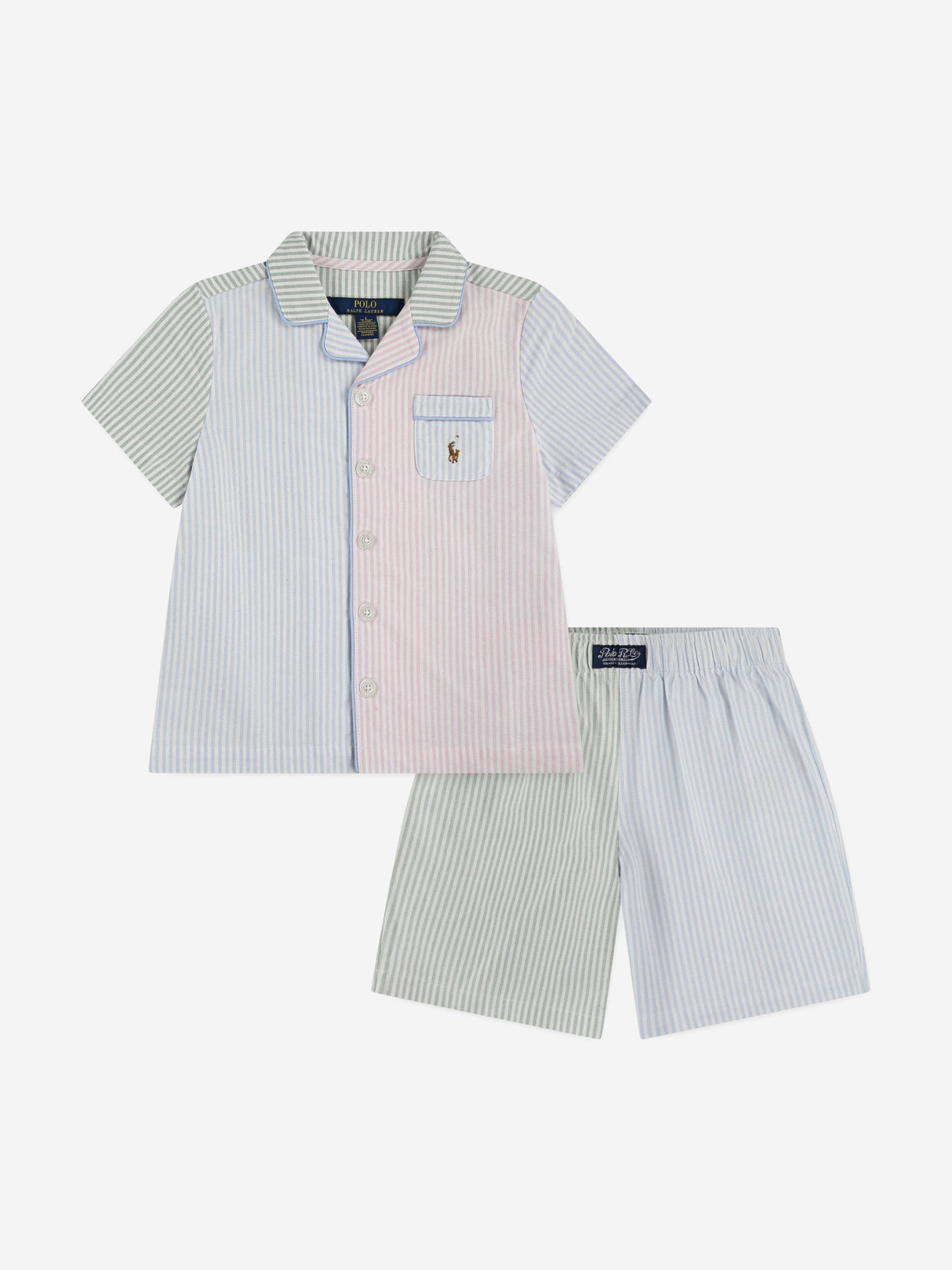 Ralph Lauren Boys Striped Oxford Short Pyjamas Set in Multicolour